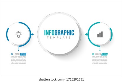 Minimal infographic template design with numbers 2 options or steps.