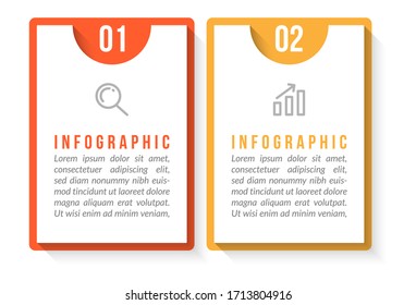 Minimal infographic template design with numbers 2 options or steps.