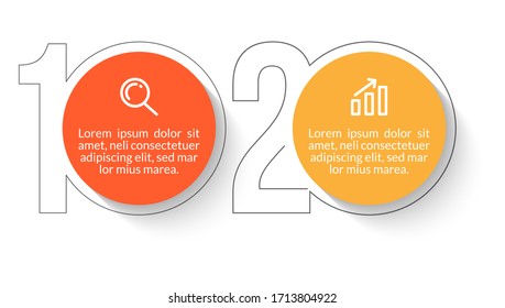 Minimal infographic template design with numbers 2 options or steps.