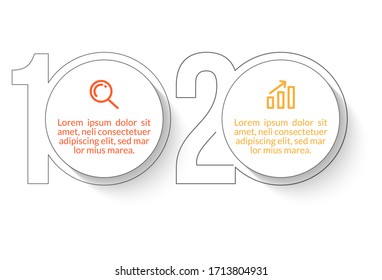 Minimal infographic template design with numbers 2 options or steps.