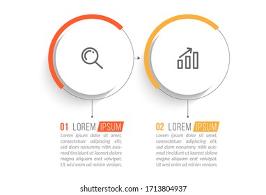 Minimal infographic template design with numbers 2 options or steps.