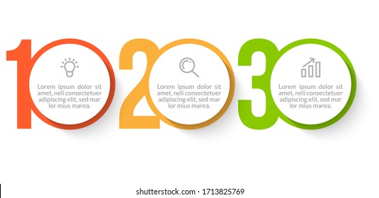 Minimal infographic template design with numbers 3 options or steps.