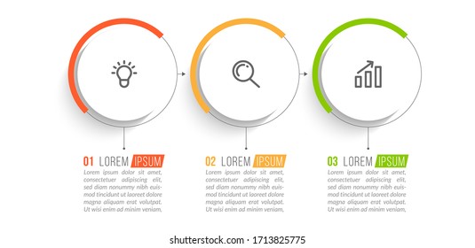 Minimal infographic template design with numbers 3 options or steps.