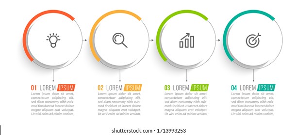 Minimal infographic template design with numbers 4 options or steps.