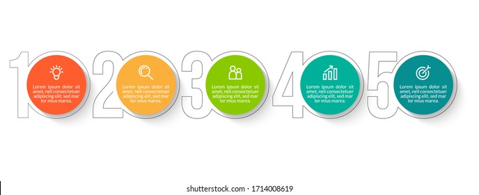 Minimales Infografik-Template-Design mit den Optionen oder Schritten der Nummer 5.