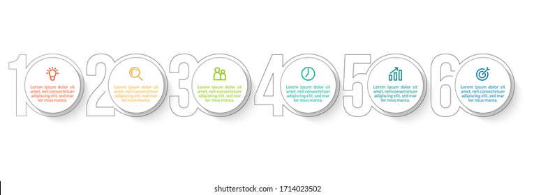 Minimal infographic template design with numbers 6 options or steps.