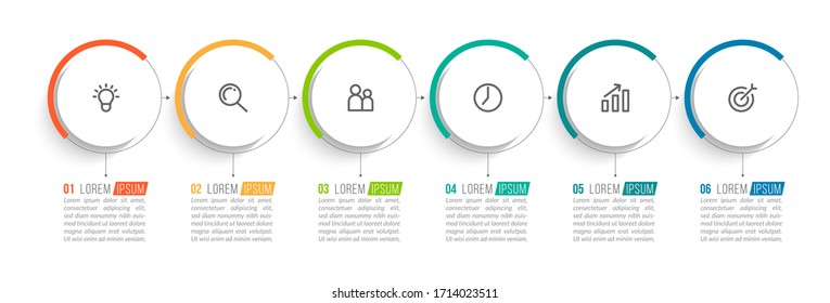 Minimales Infografik-Template-Design mit den Optionen oder Schritten der Nummer 6.
