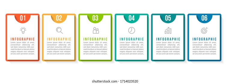 Diseño de plantilla infográfica mínima con números 6 opciones o pasos.