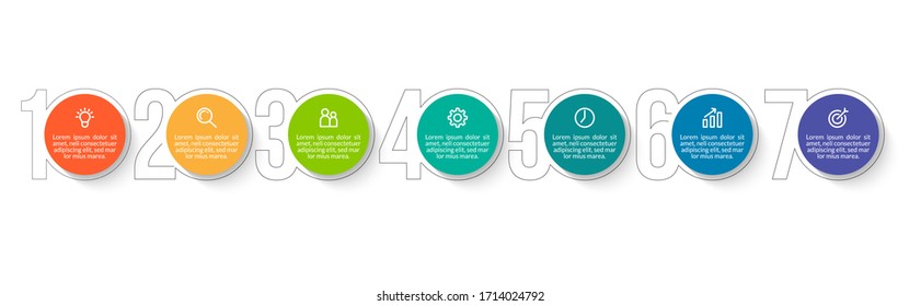 Minimal infographic template design with numbers 7 options or steps.