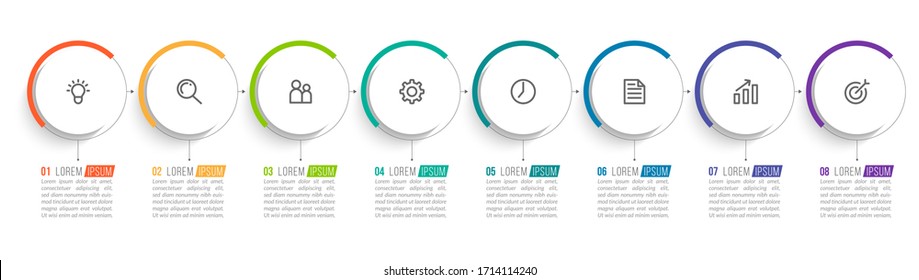 Minimal infographic template design with numbers 8 options or steps.