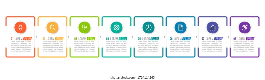 Minimal infographic template design with numbers 8 options or steps.