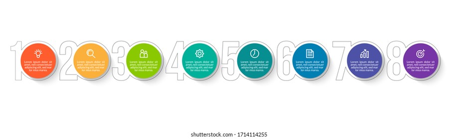 Minimal infographic template design with numbers 8 options or steps.