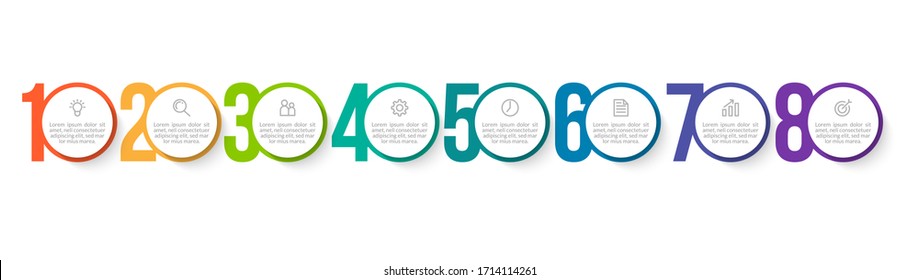Minimal infographic template design with numbers 8 options or steps.