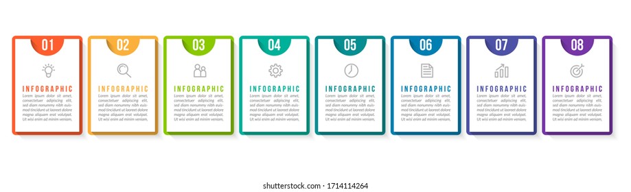 Minimal infographic template design with numbers 8 options or steps.