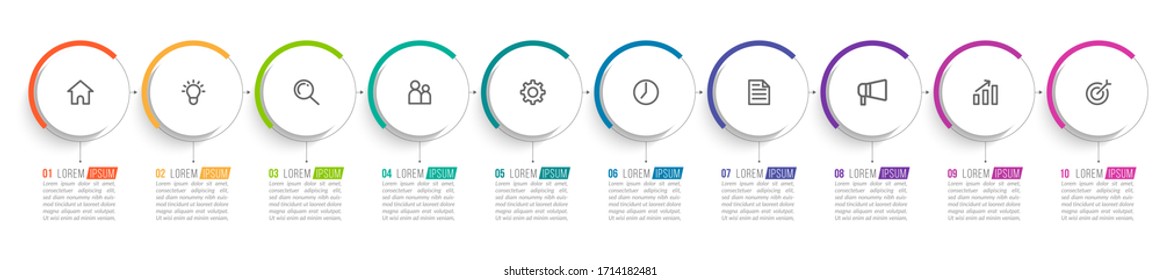 Minimal infographic template design with numbers 10 options or steps.