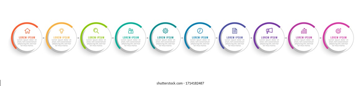 Minimal infographic template design with numbers 10 options or steps.