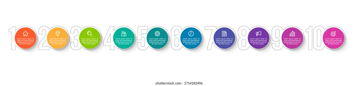 Diseño de plantilla infográfica mínima con números 10 opciones o pasos.