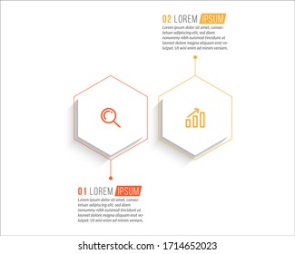 Diseño mínimo de plantillas de infografía con números 2 opciones o pasos.