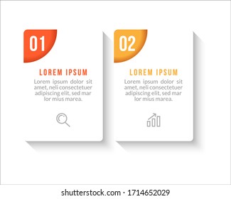 Minimal infographic template design with numbers 2 options or steps.