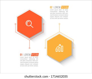 Minimal infographic template design with numbers 2 options or steps.