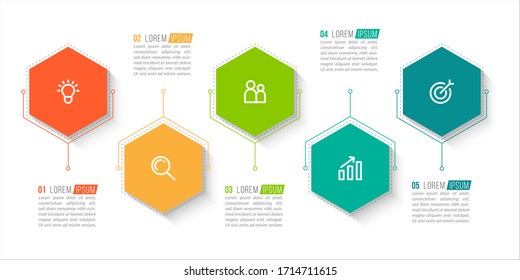Minimal infographic template design with numbers 5 options or steps.