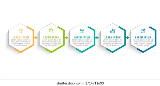 Minimal infographic template design with numbers 5 options or steps.