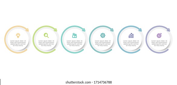 Minimal infographic template design with numbers 6 options or steps.