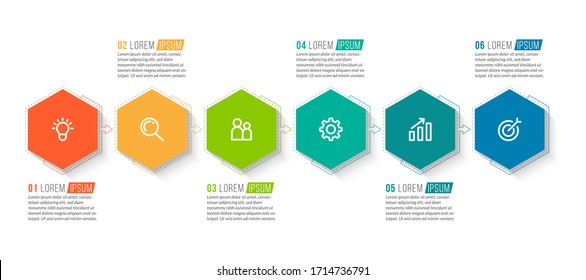 Minimal infographic template design with numbers 6 options or steps.