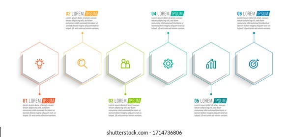 Diseño de plantilla infográfica mínima con números 6 opciones o pasos.