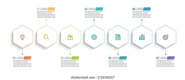 Minimal infographic template design with numbers 7 options or steps.