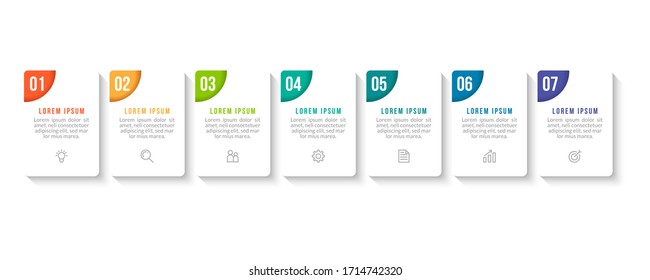 Minimal infographic template design with numbers 7 options or steps.