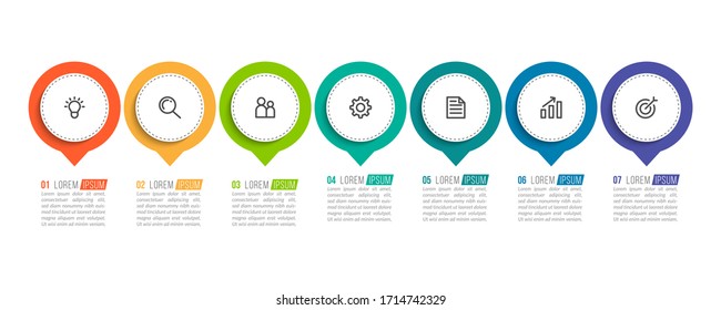Minimal infographic template design with numbers 7 options or steps.