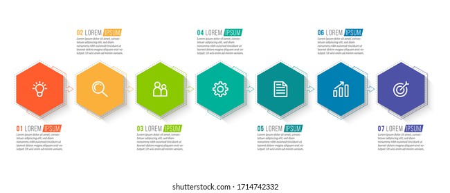 Diseño mínimo de plantillas de infografía con números 7 opciones o pasos.