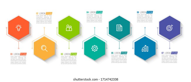 Minimal infographic template design with numbers 7 options or steps.