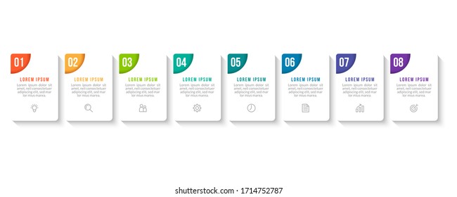 Minimal infographic template design with numbers 8 options or steps.