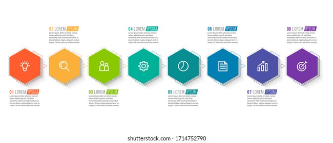 Diseño de plantilla infográfica mínima con números 8 opciones o pasos.