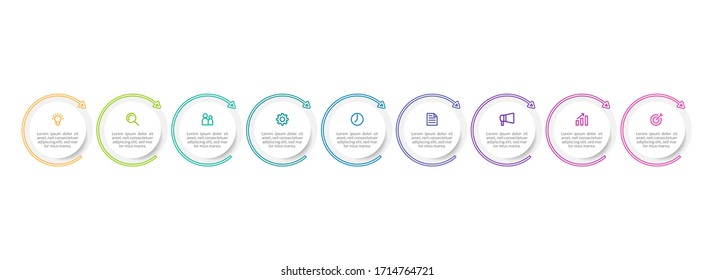 Minimal infographic template design with numbers 9 options or steps.