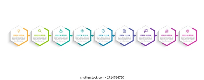 Minimal infographic template design with numbers 9 options or steps.
