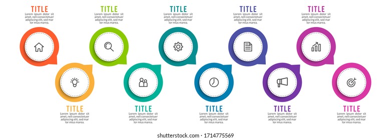 Minimal infographic template design with numbers 10 options or steps.