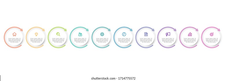 Minimal infographic template design with numbers 10 options or steps.