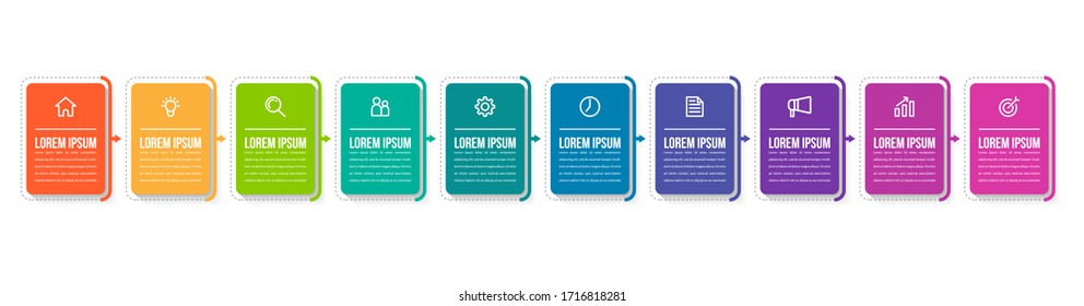 Minimal infographic template design with numbers 10 options or steps.