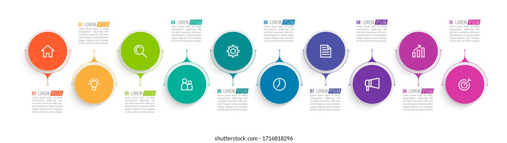 Minimal infographic template design with numbers 10 options or steps.