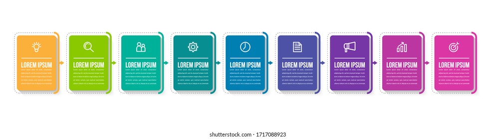 Minimal infographic template design with numbers 9 options or steps.