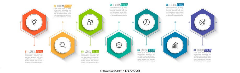 Minimal infographic template design with numbers 07 options or steps.