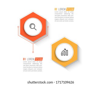 Minimal infographic template design with numbers 2 options or steps.
