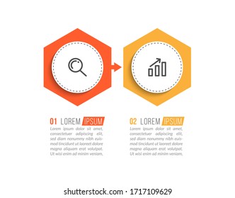 Minimal infographic template design with numbers 2 options or steps.