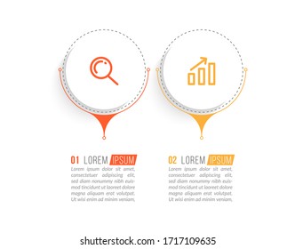 Minimal infographic template design with numbers 2 options or steps.