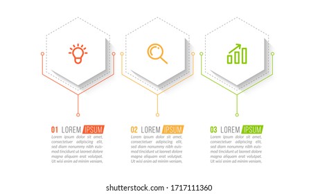 Minimal infographic template design with numbers 3 options or steps.