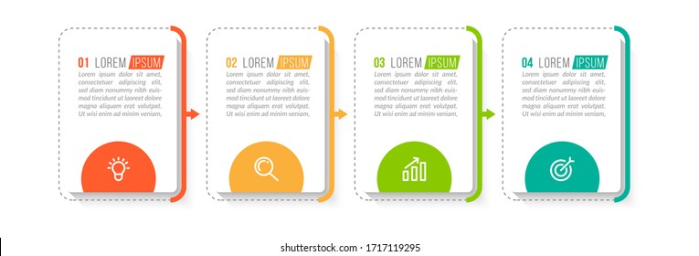 Diseño de plantilla infográfica mínima con números 4 opciones o pasos.