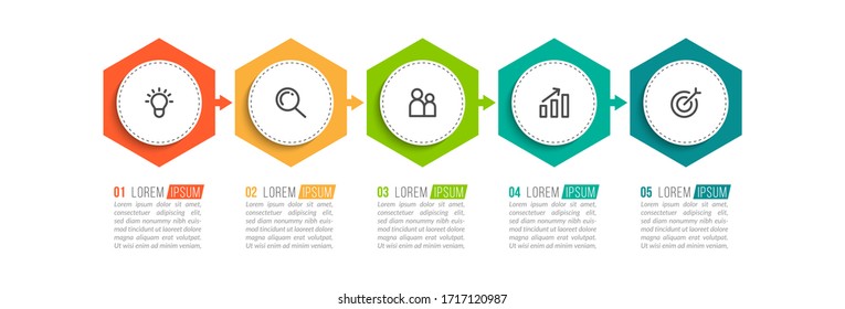 Minimal infographic template design with numbers 5 options or steps.